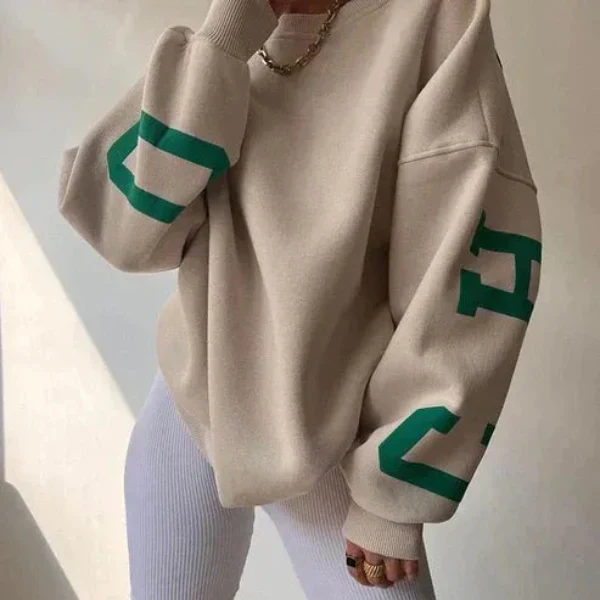 Women's Sweatshirt – Oversized Fit – Cotton Blend – Dropped Shoulders – Side Print - Image 2