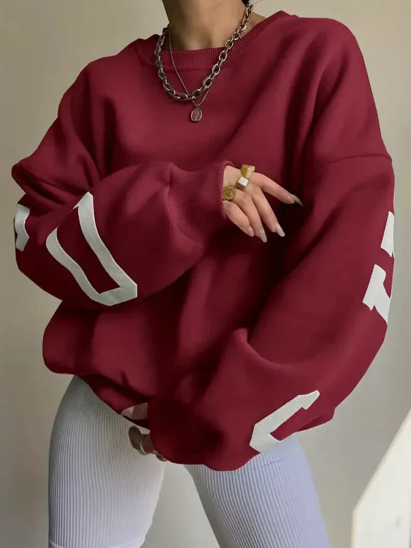 Women's Sweatshirt – Oversized Fit – Cotton Blend – Dropped Shoulders – Side Print - Image 7