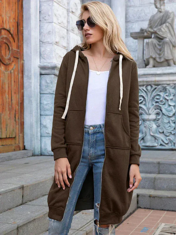 Women's Sweatshirt – Oversized Fit – Soft Cotton – Long Length – With Hood - Image 10