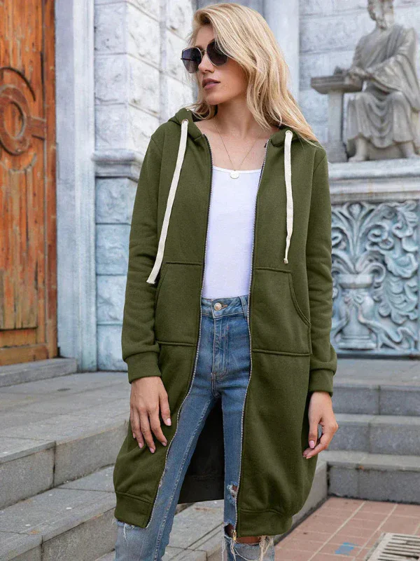 Women's Sweatshirt – Oversized Fit – Soft Cotton – Long Length – With Hood - Image 4