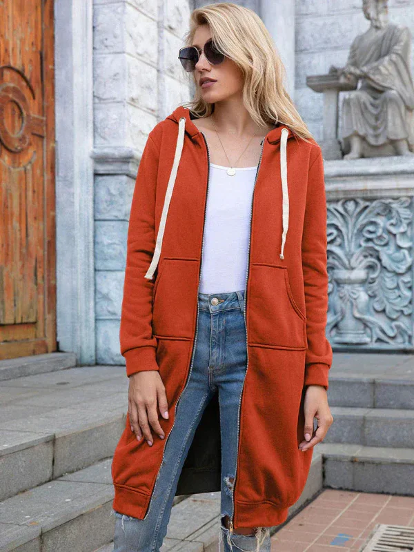 Women's Sweatshirt – Oversized Fit – Soft Cotton – Long Length – With Hood - Image 6