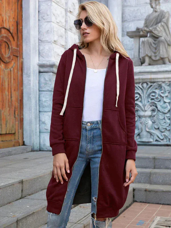 Women's Sweatshirt – Oversized Fit – Soft Cotton – Long Length – With Hood - Image 9