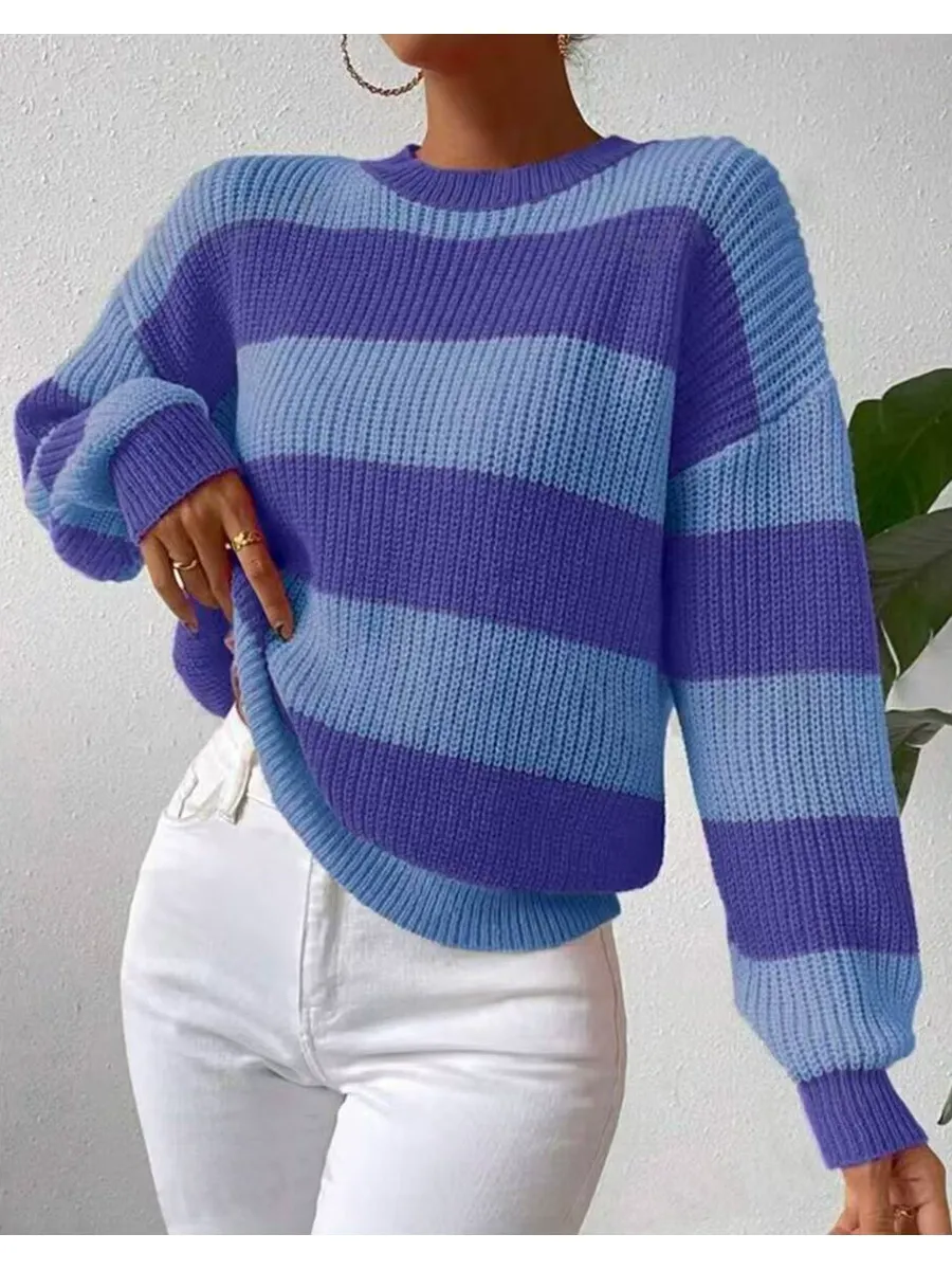 Ladies Sweatshirt – Ribbed – Loose-fitting – Balloon Sleeves – Round Neck – Long - Image 2