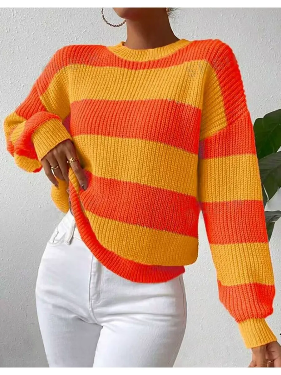 Ladies Sweatshirt – Ribbed – Loose-fitting – Balloon Sleeves – Round Neck – Long - Image 5