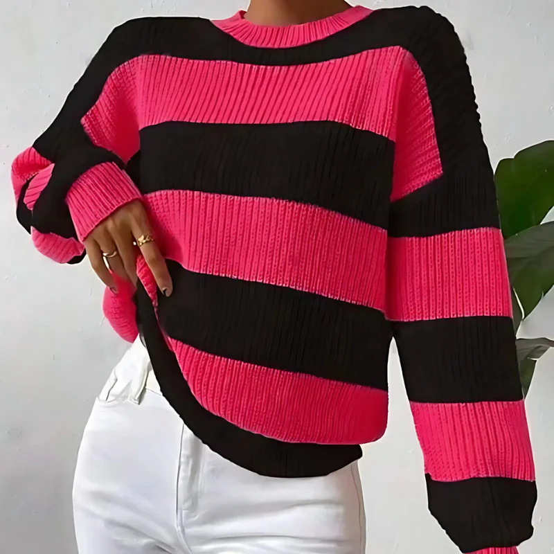 Ladies Sweatshirt – Ribbed – Loose-fitting – Balloon Sleeves – Round Neck – Long - Image 6