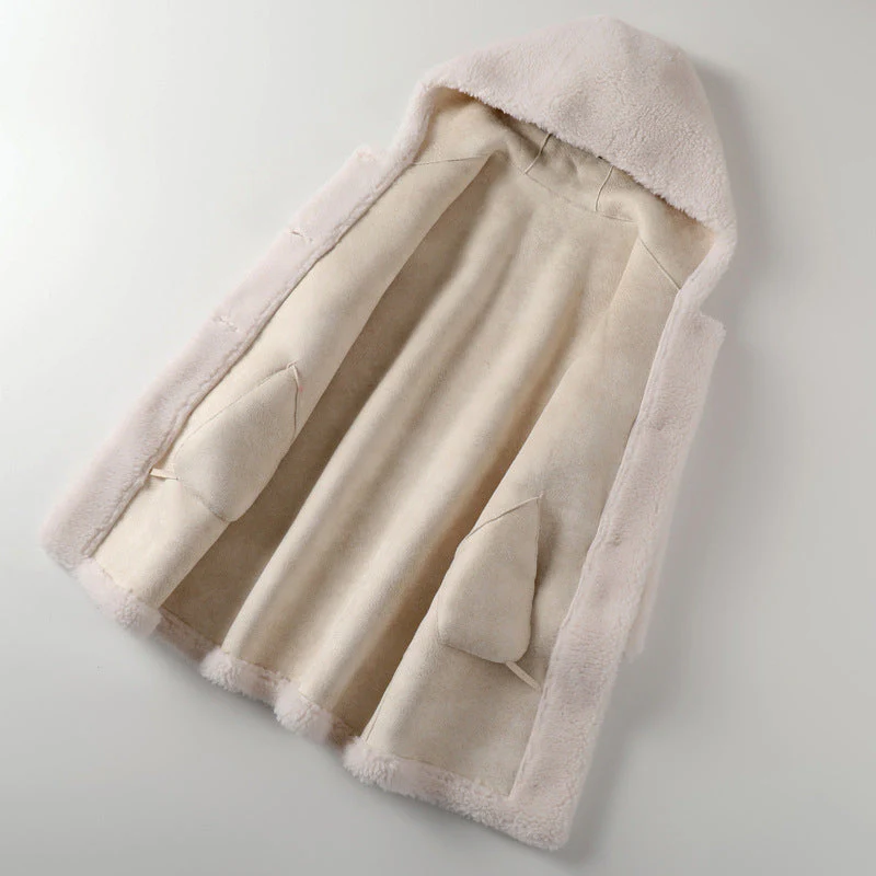 Women's Teddy Coat – Oversized Fit – With Hood – Button Closure – Mid-length - Image 2