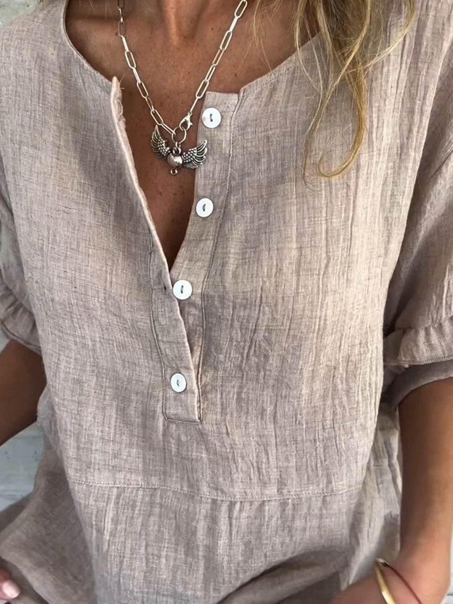 Women's top with short sleeves β Relaxed Fit β Ruffle sleeves β Breathable material