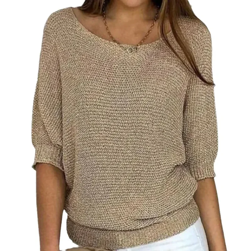 Ladies Top – Relaxed Fit – Knitted Fabric – Puff Sleeves – Ribbed Edges - Image 2