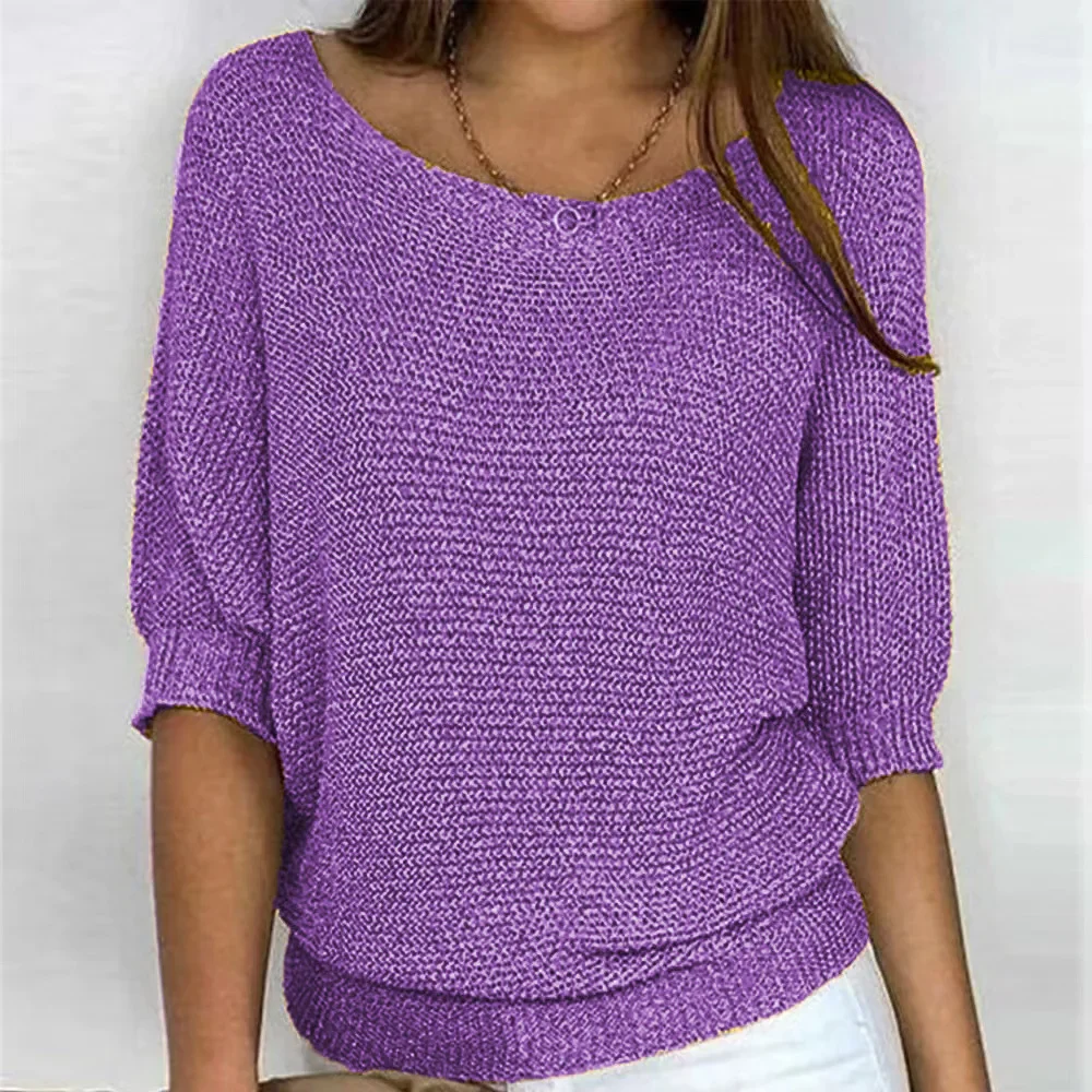 Ladies Top – Relaxed Fit – Knitted Fabric – Puff Sleeves – Ribbed Edges - Image 3