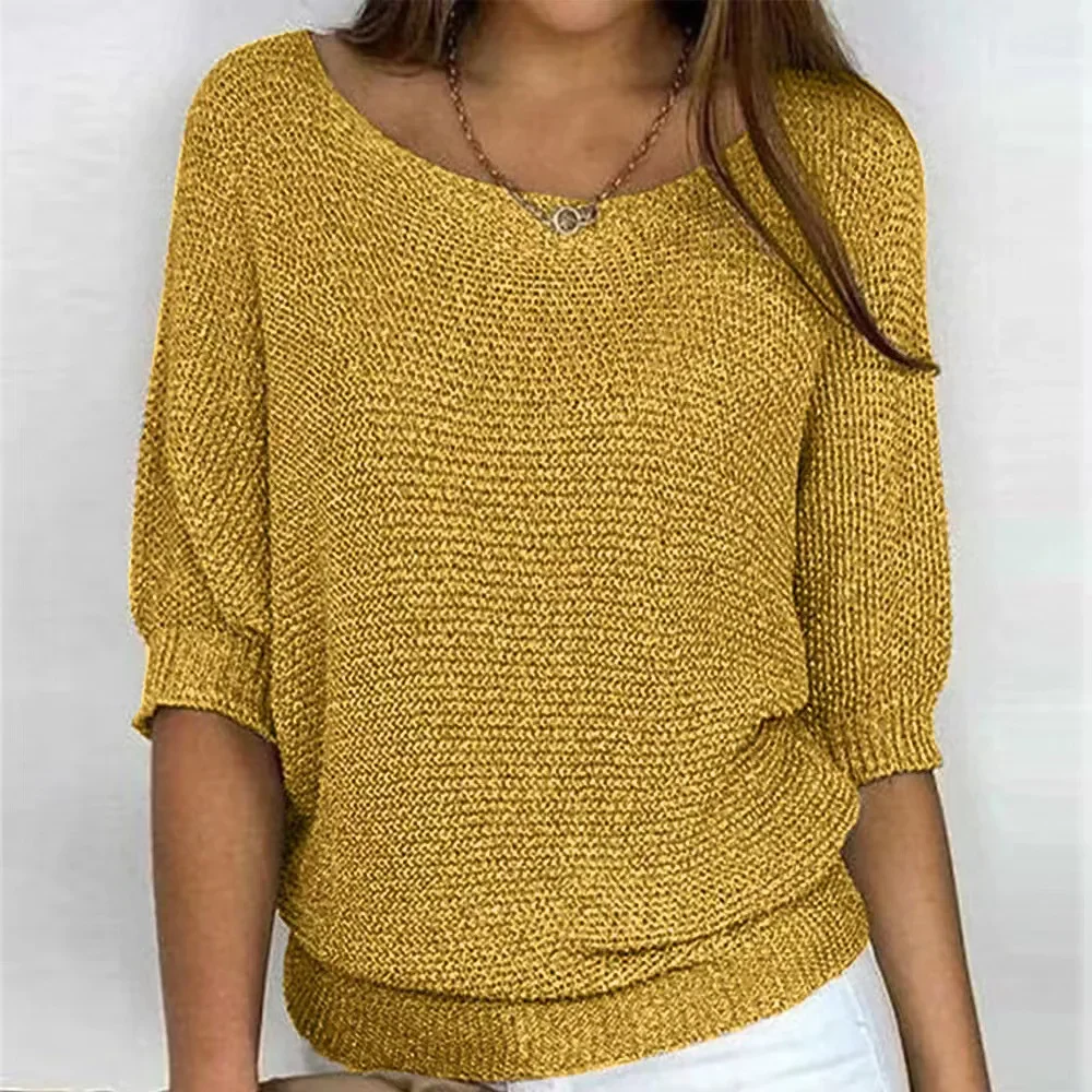 Ladies Top – Relaxed Fit – Knitted Fabric – Puff Sleeves – Ribbed Edges - Image 4