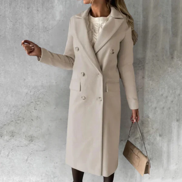Women's trenchcoat – Tailored model – Wool – Double-breasted – Knee-length – Lapel collar - Image 3