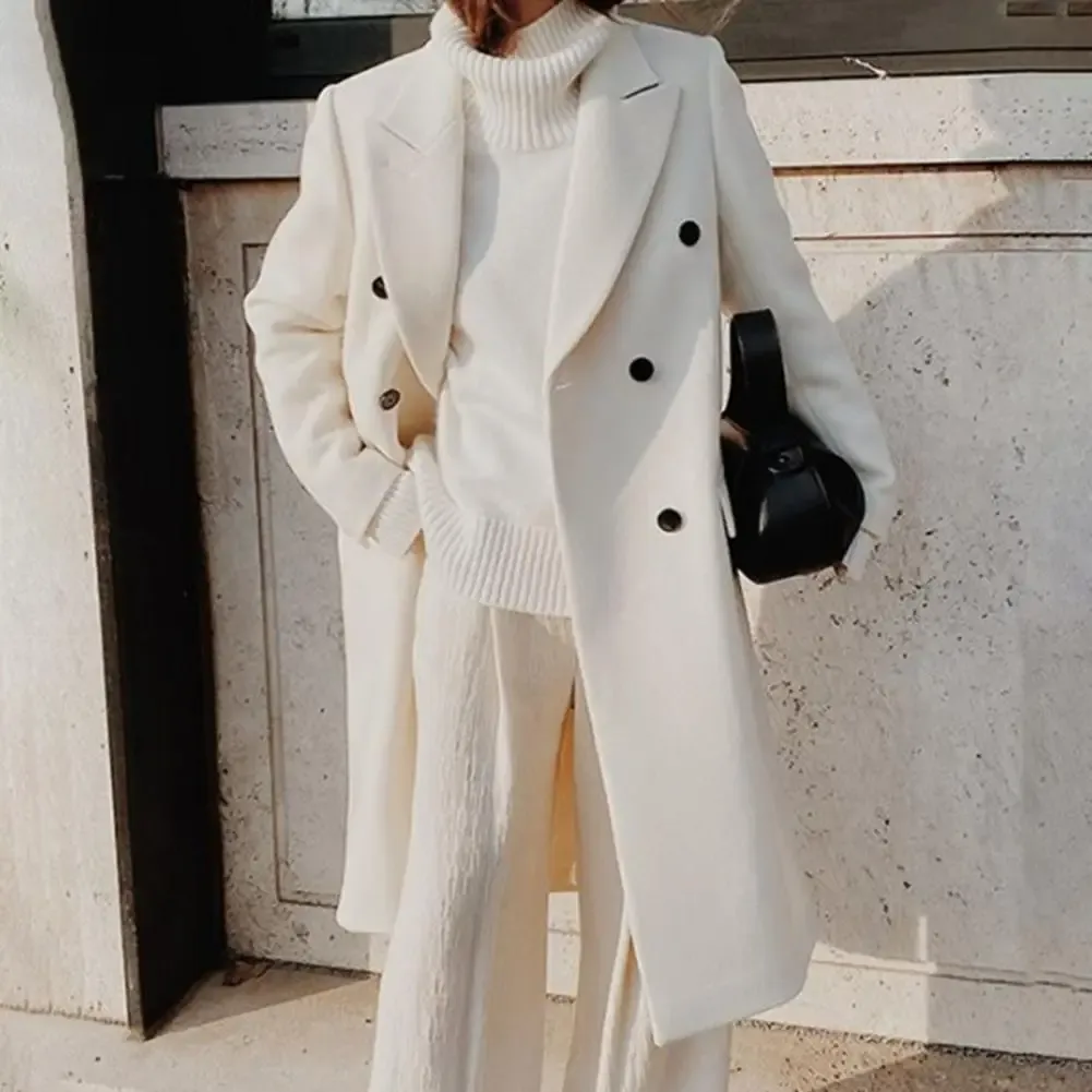 Women's Trenchcoat – Fitted Model – Wool Look – Double Row Buttons – Long Fit - Image 2