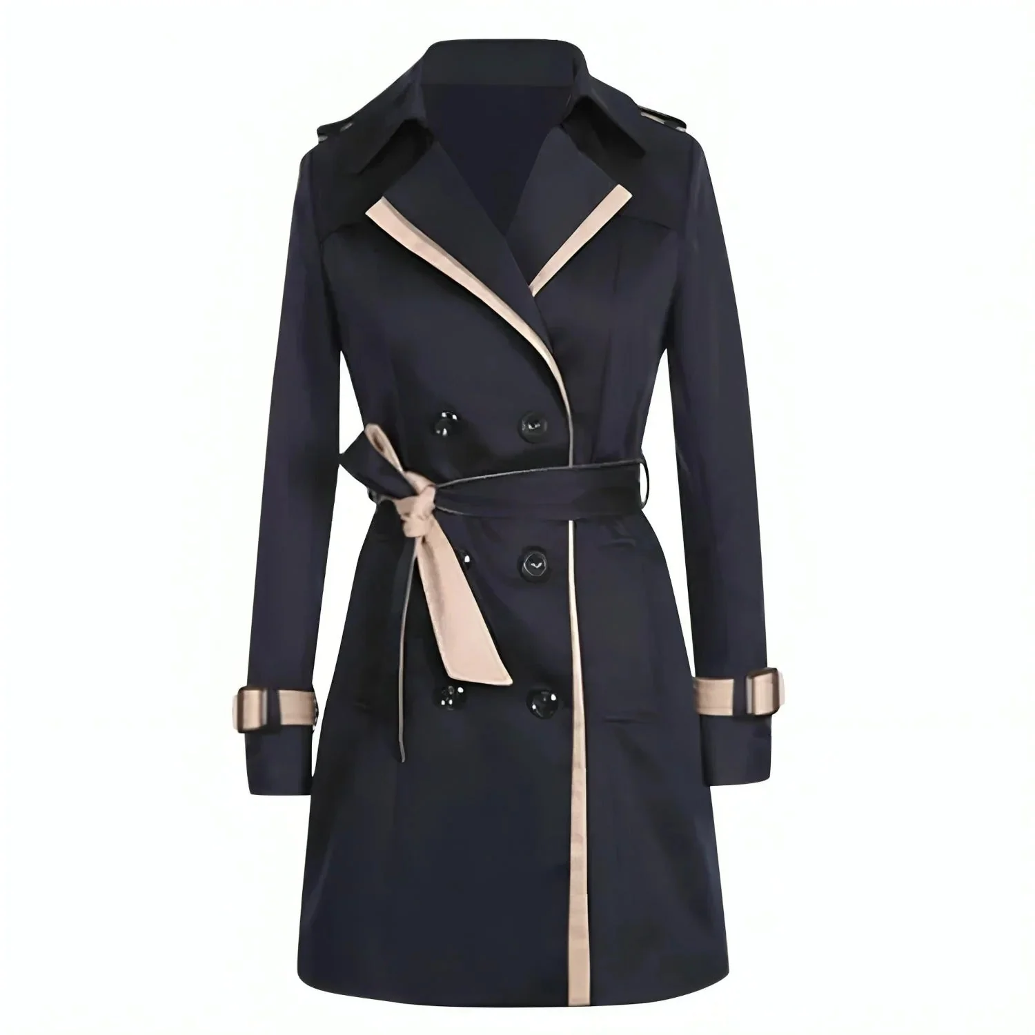Women's trenchcoat – Tailored fit – Double-breasted – Cotton – Belt – Knee-length - Image 2