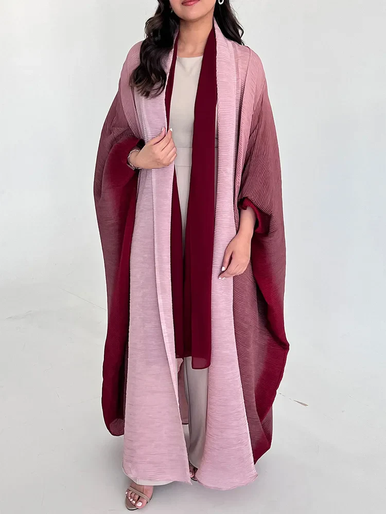 Women's trench coat – Oversized fit – Pleated fabric – Shawl collar – Batwing sleeves - Image 2