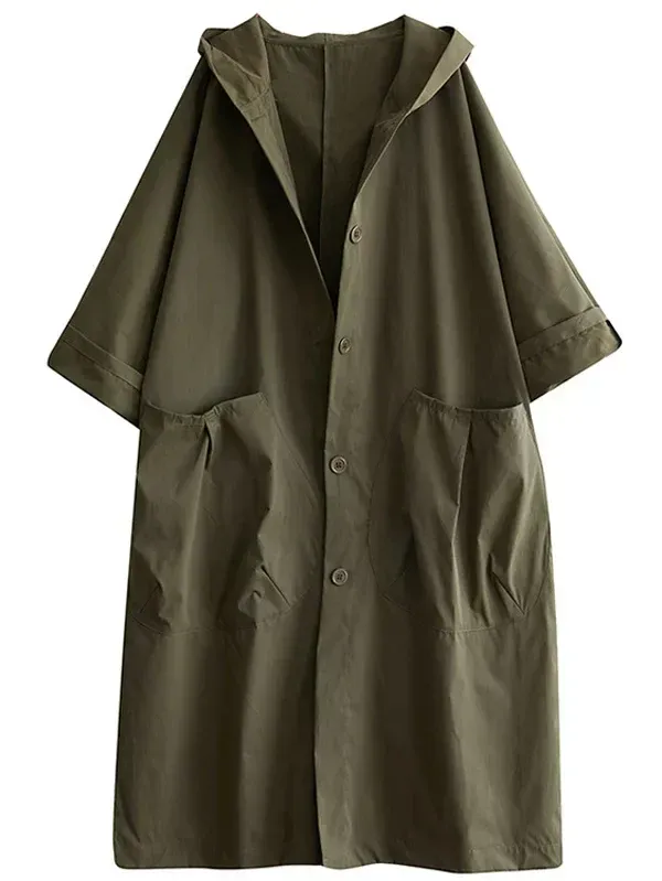 Ladies trenchcoat – Oversized fit – Water-repellent with hood – Long casual style - Image 3