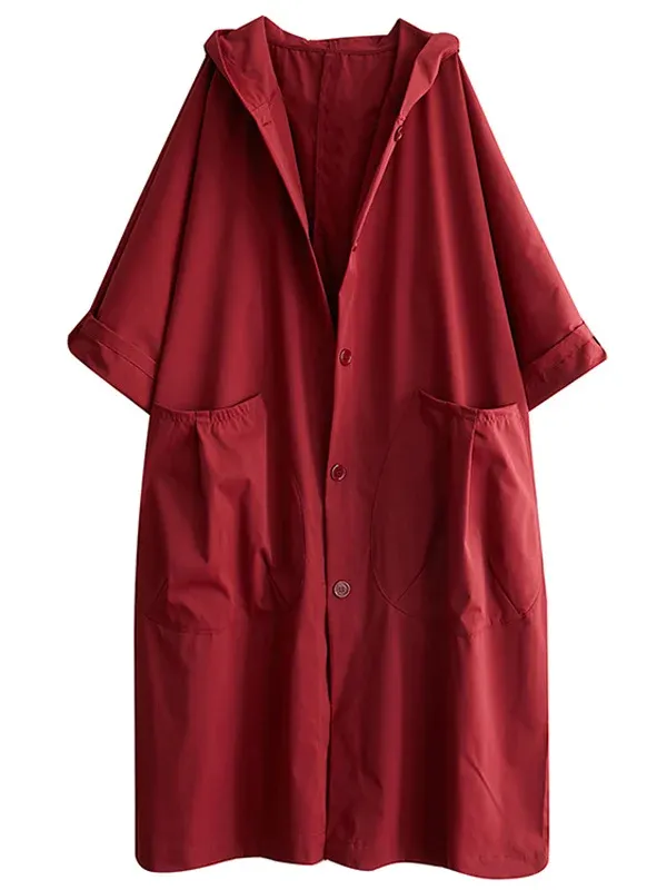 Ladies trenchcoat – Oversized fit – Water-repellent with hood – Long casual style - Image 4