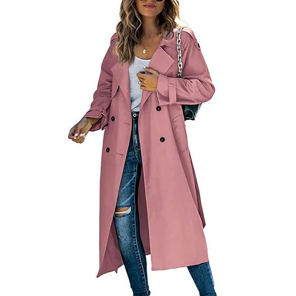 Women's trench coat – Relaxed fit – Long model – Belt – Double-breasted classic design - Image 5