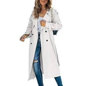 Women's trench coat – Relaxed fit – Long model – Belt – Double-breasted classic design - Image 6