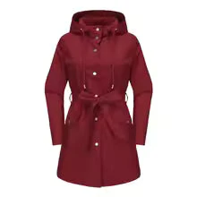 Women's Trenchcoat – Relaxed Fit – Water-Repellent – Removable Hood – Belted - Image 6