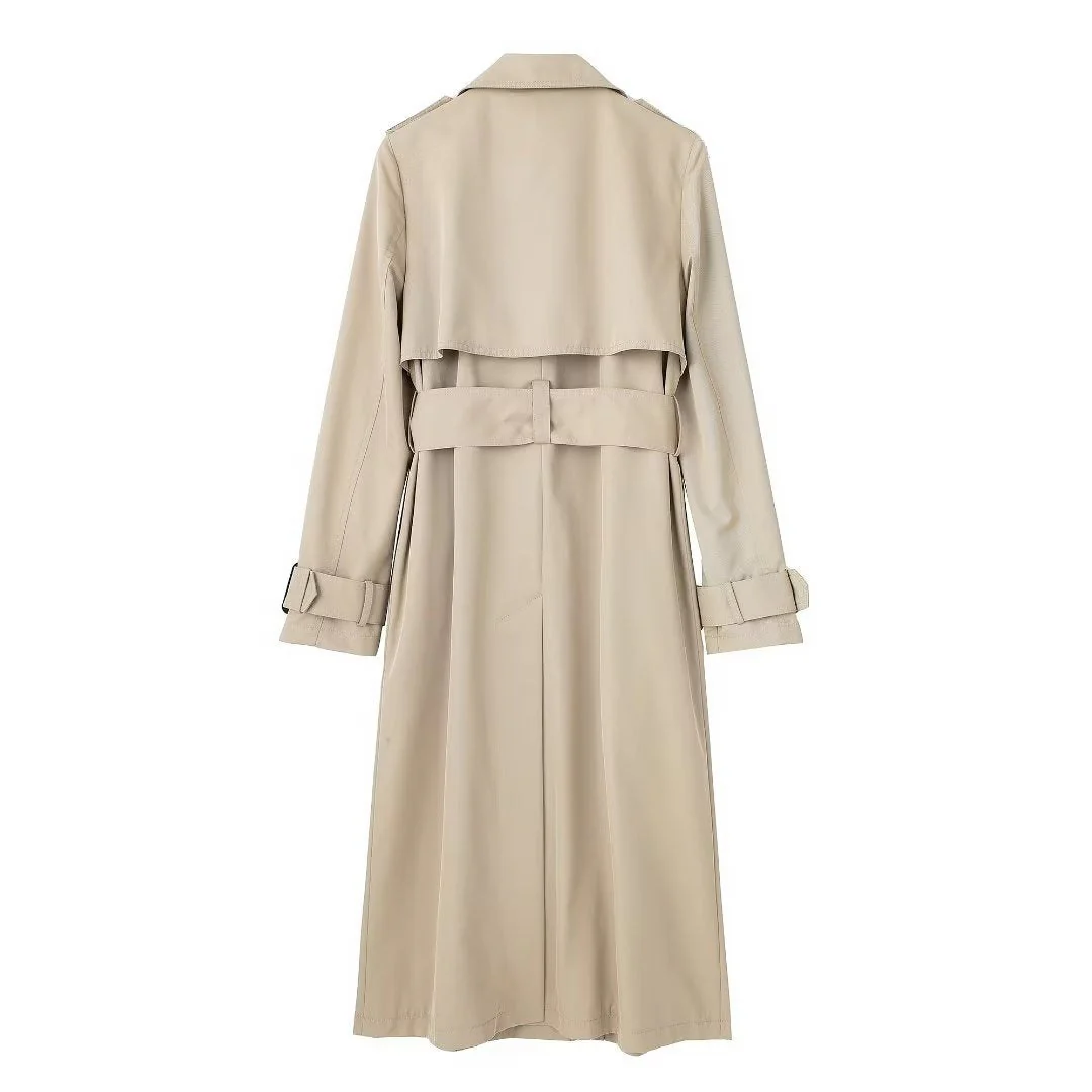 Women's trenchcoat – Slim fit – Double-breasted – Cotton – Belt – Long sleeve - Image 2