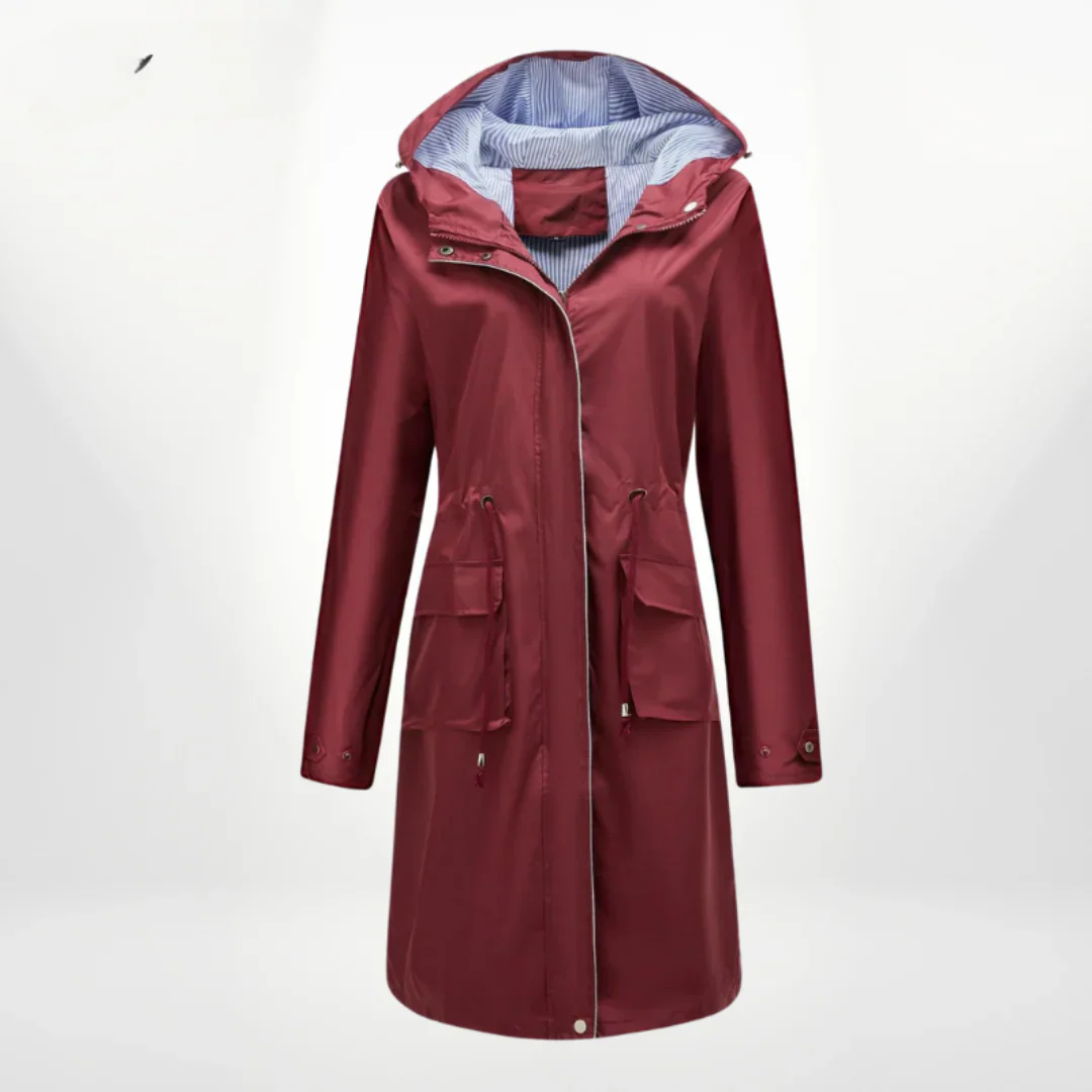Women's trench coat – Slim fit – With hood – Knee-length – Adjustable waist – Zip fastening - Image 4