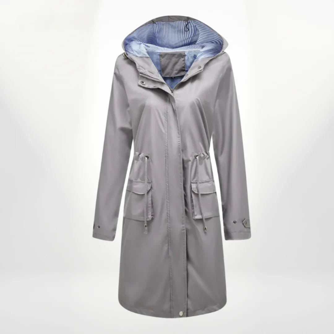 Women's trench coat – Slim fit – With hood – Knee-length – Adjustable waist – Zip fastening - Image 5
