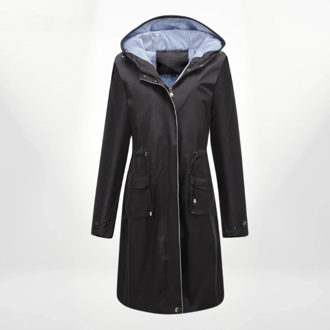 Women's trench coat – Slim fit – With hood – Knee-length – Adjustable waist – Zip fastening - Image 6