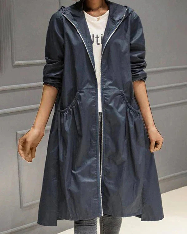 Women's trench coat – Water-repellent – Relaxed fit – Hood – Full zip closure - Image 4