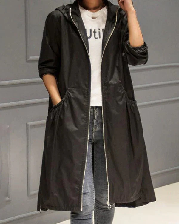 Women's trench coat – Water-repellent – Relaxed fit – Hood – Full zip closure - Image 5