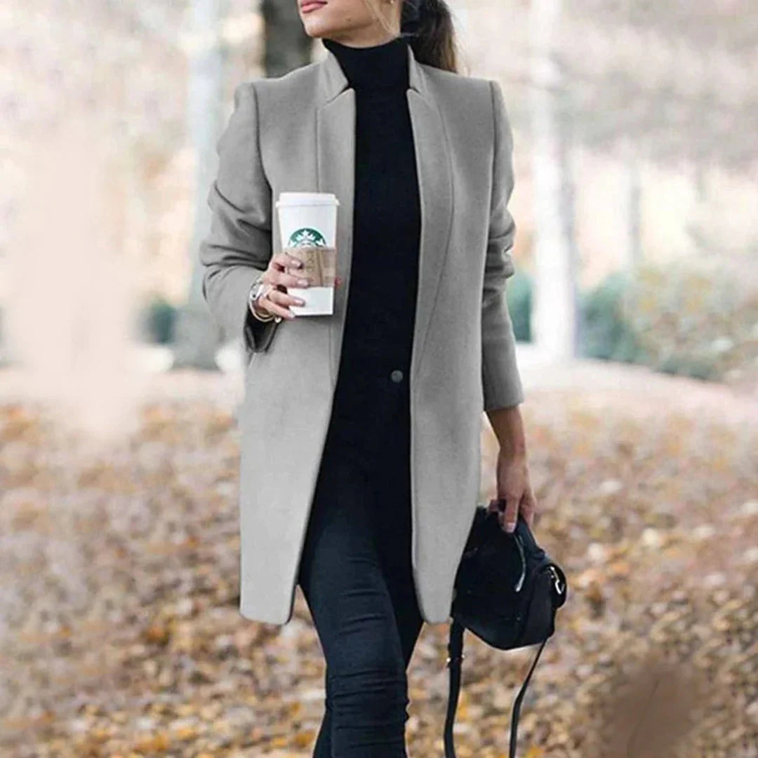 Women's trenchcoat – Wool look – Tailored fit – Knee-length – Minimalist design - Image 2