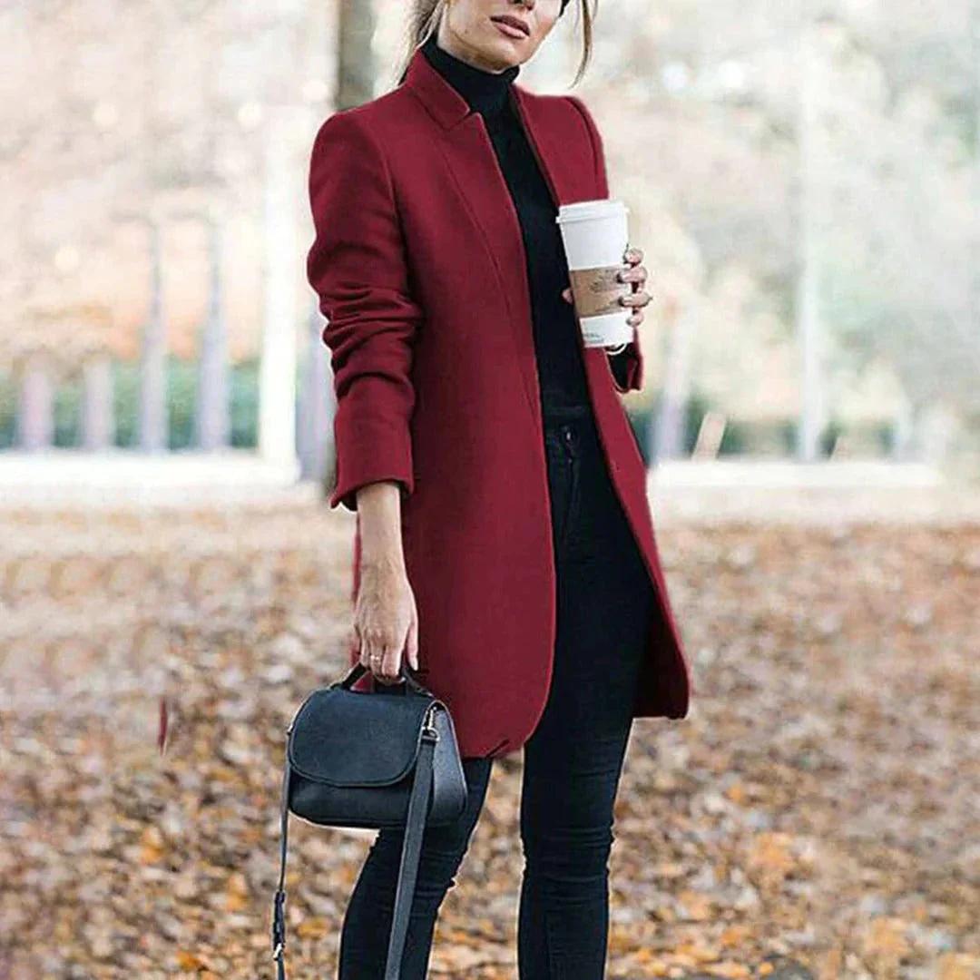 Women's trenchcoat – Wool look – Tailored fit – Knee-length – Minimalist design - Image 4