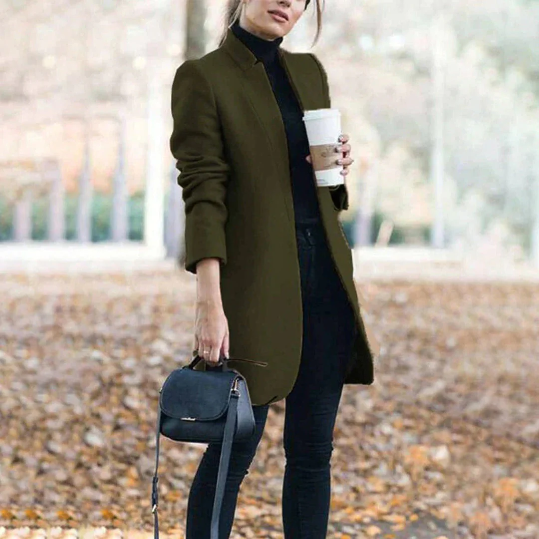 Women's trenchcoat – Wool look – Tailored fit – Knee-length – Minimalist design - Image 5