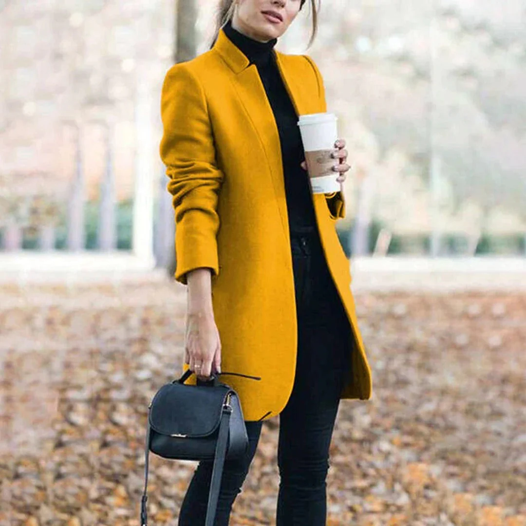 Women's trenchcoat – Wool look – Tailored fit – Knee-length – Minimalist design - Image 6