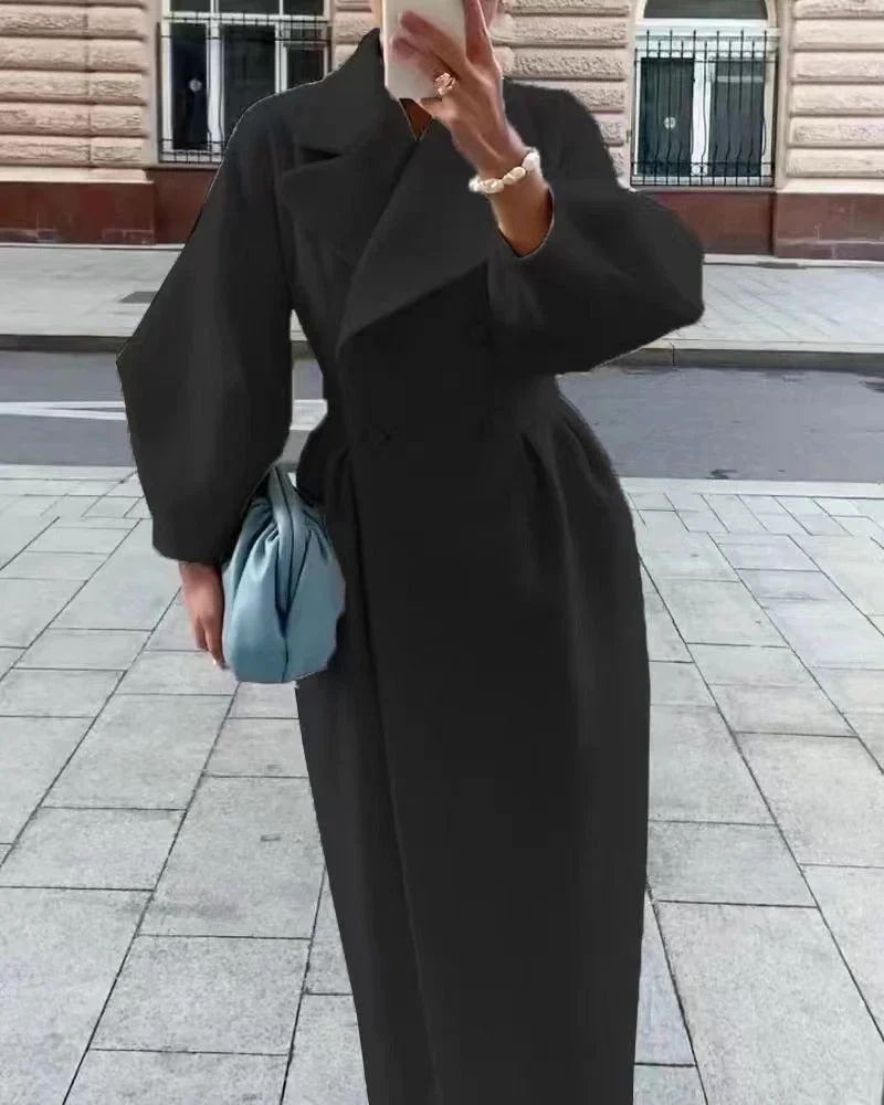 Women's trench coat – Wool mix – A-line fit – Double-breasted – Belted waist - Image 5