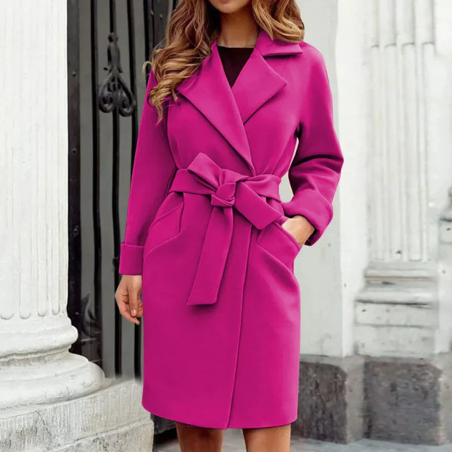 Women's trenchcoat – Woolmix – Tailored fit – Belt – Knee-length model - Image 3