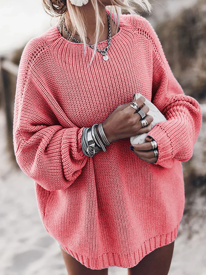 Ladies Sweater – Oversized Fit – Chunky Knit – Raglan Sleeves – Ribbed Hem - Image 2