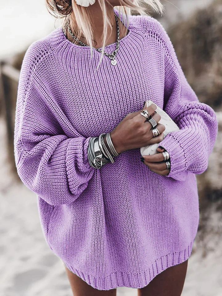 Ladies Sweater – Oversized Fit – Chunky Knit – Raglan Sleeves – Ribbed Hem - Image 4