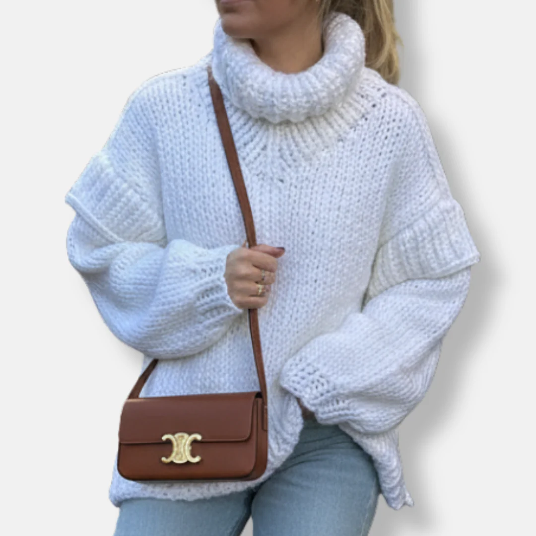 Women's Sweater – Oversized Fit – Chunky Knit – Turtleneck – Ribbed Edges - Image 5