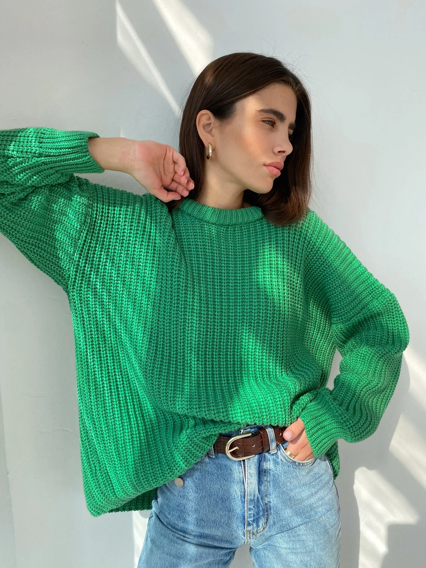 Ladies Sweater – Oversized Fit – Knitted – Ribbed Design – Long Sleeves – Casual - Image 3