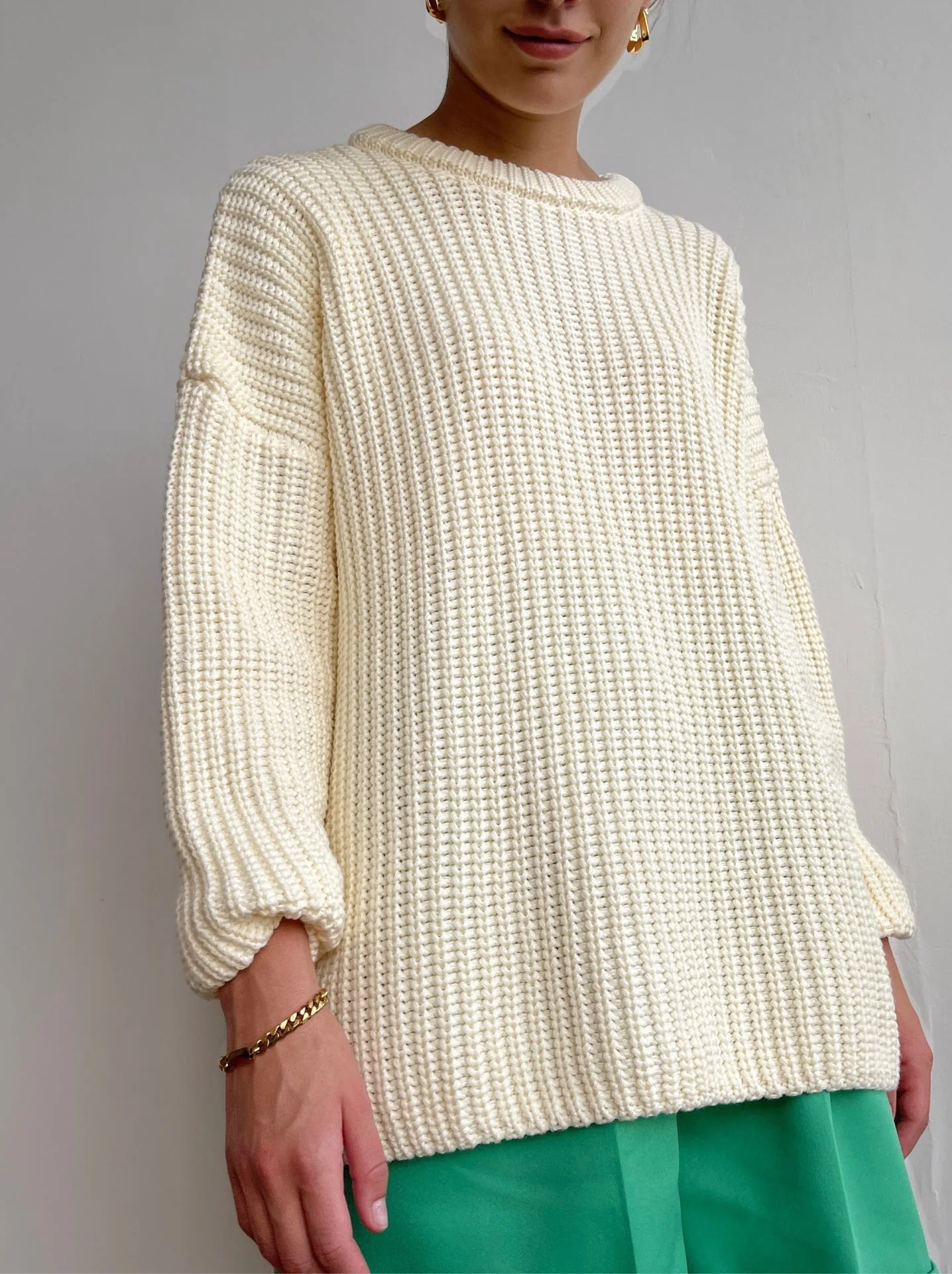 Ladies Sweater – Oversized Fit – Knitted – Ribbed Design – Long Sleeves – Casual - Image 6