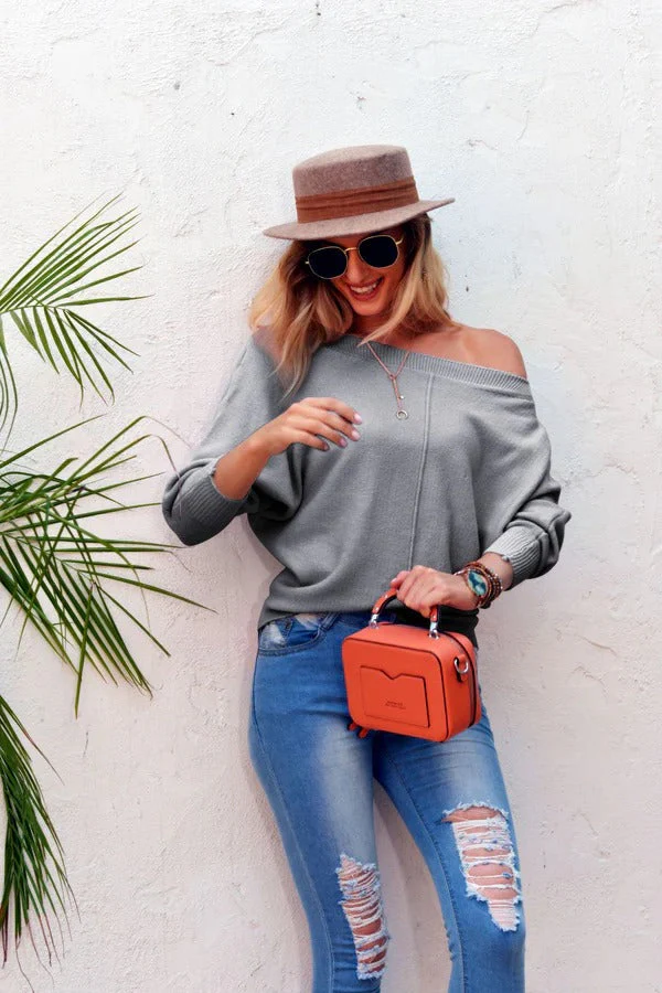 Women's Sweater – Oversized Fit – Off Shoulder – Wide Sleeves – Soft Wool Mix - Image 5