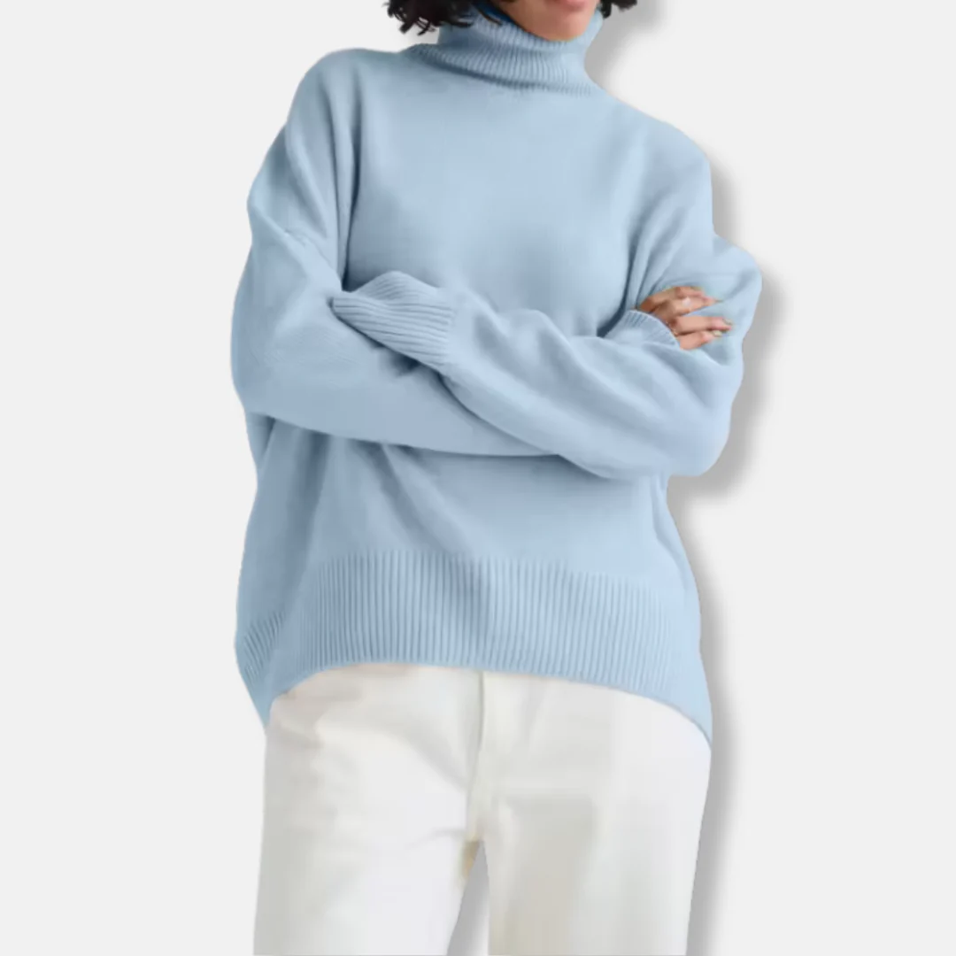 Women's Sweater – Oversized Fit – Wool Blend – Ribbed Turtleneck – Long Sleeves - Image 2