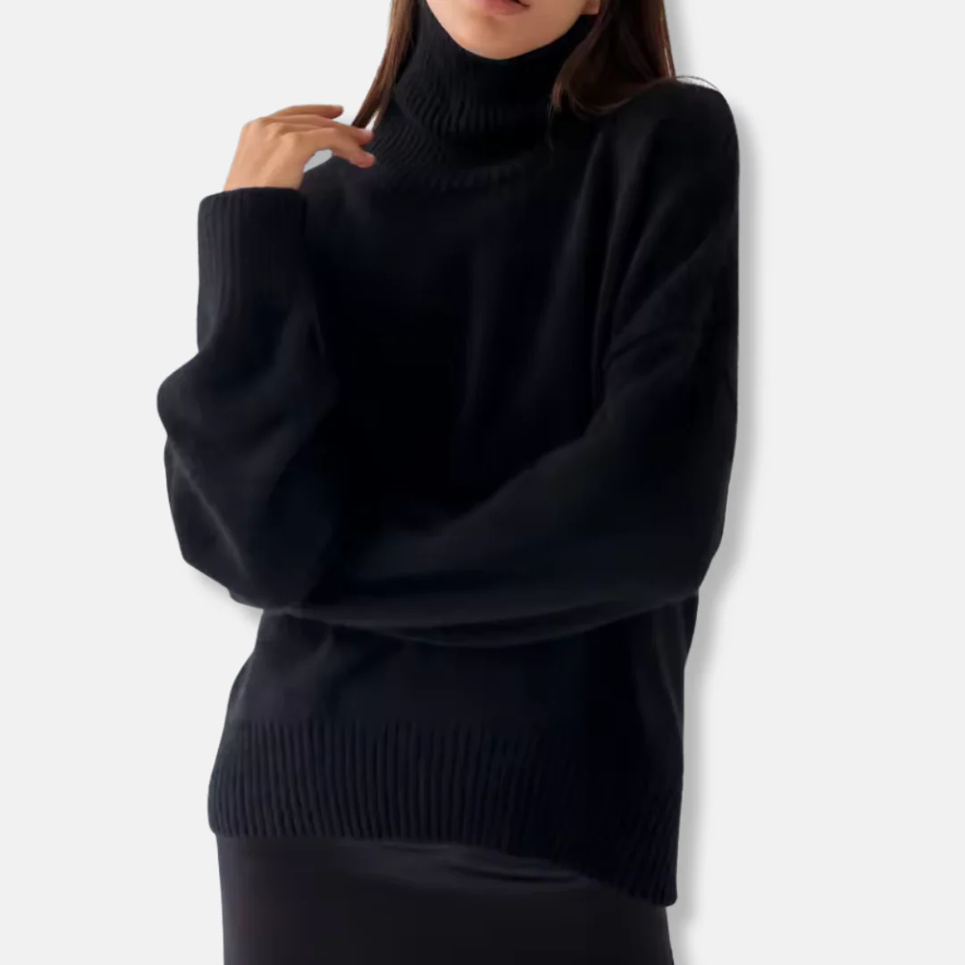 Women's Sweater – Oversized Fit – Wool Blend – Ribbed Turtleneck – Long Sleeves - Image 4