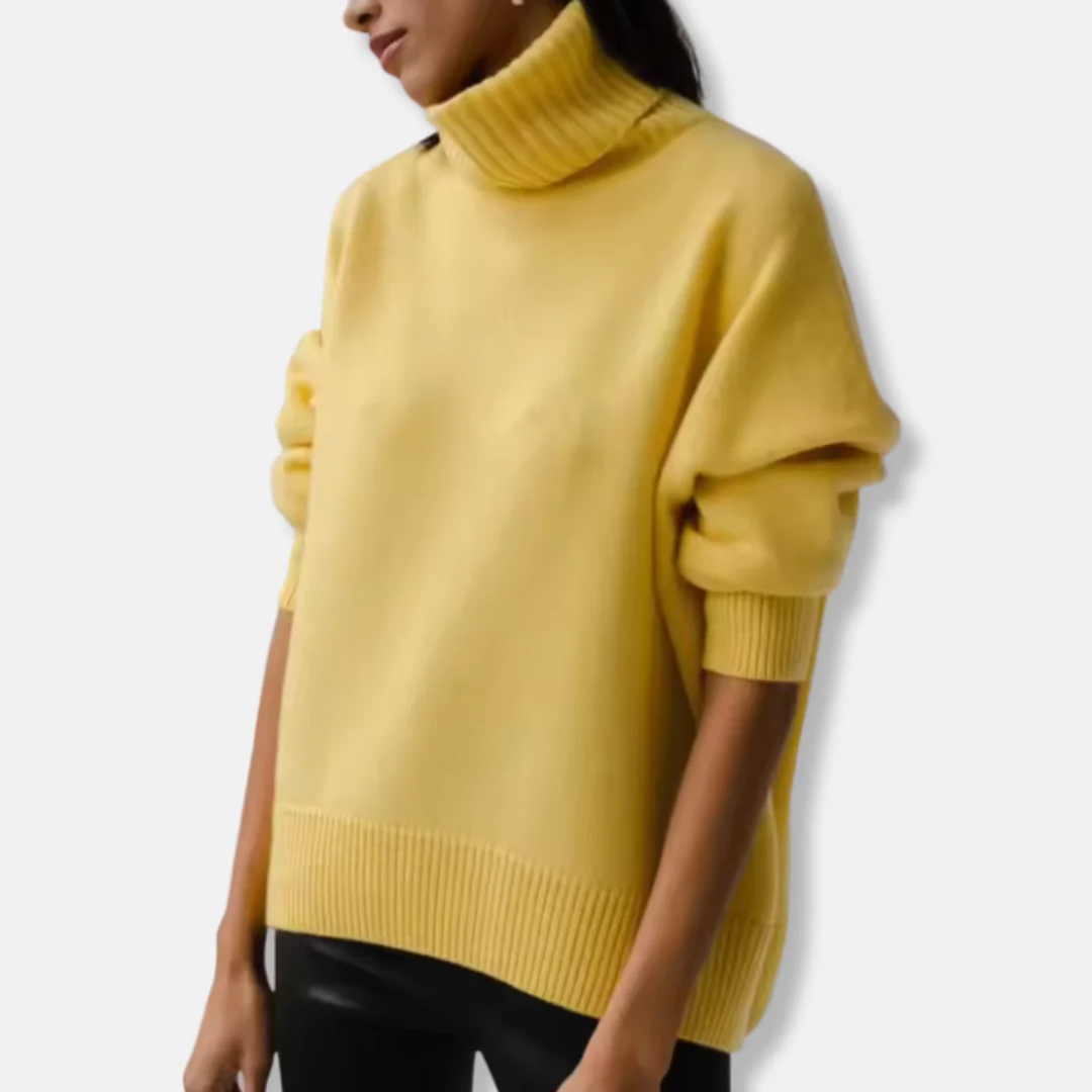 Women's Sweater – Oversized Fit – Wool Blend – Ribbed Turtleneck – Long Sleeves - Image 5