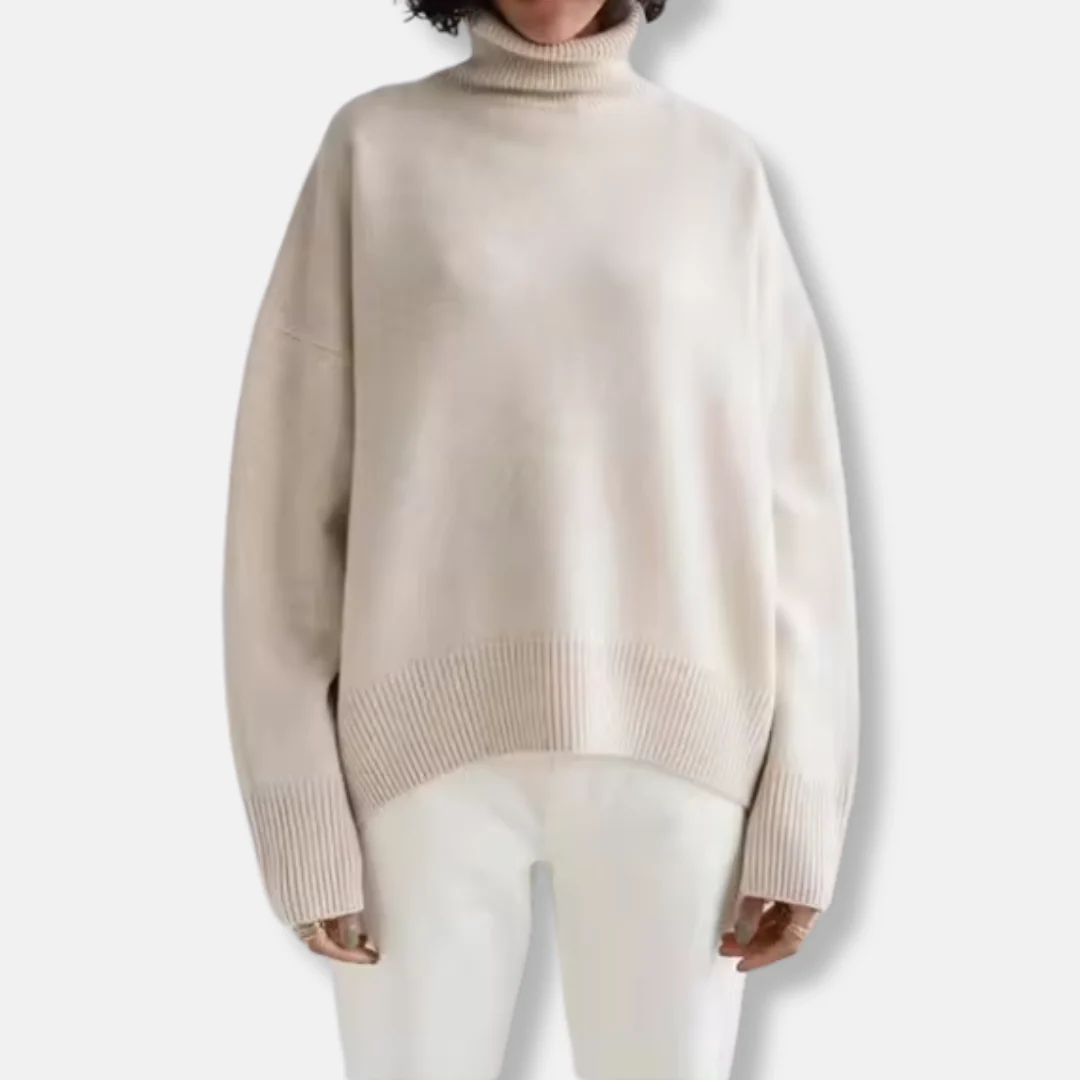 Women's Sweater – Oversized Fit – Wool Blend – Ribbed Turtleneck – Long Sleeves - Image 6