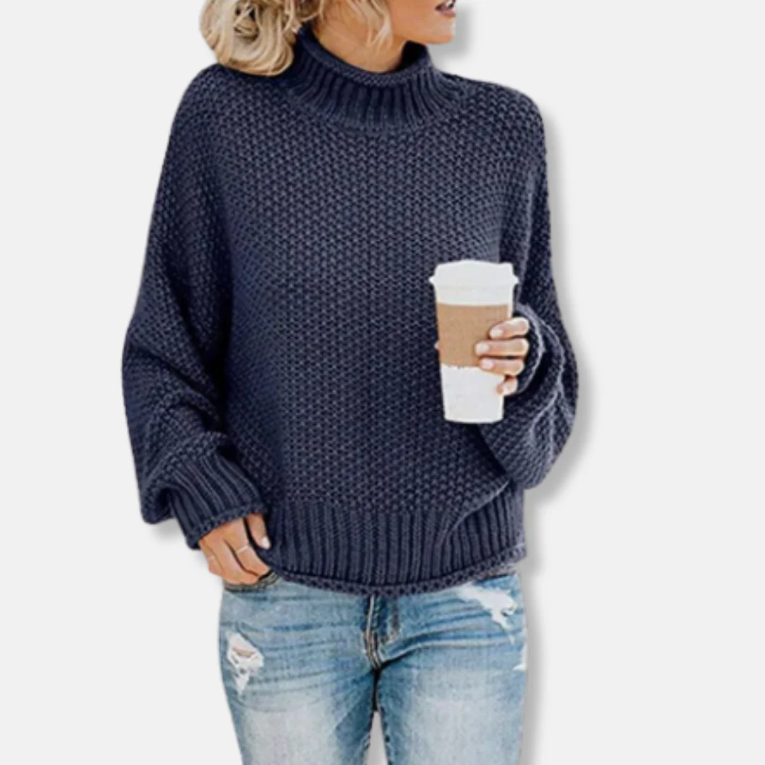 Women's Sweater – Oversized Fit – Wool Blend – Turtleneck – Dropped Shoulder Seams - Image 3
