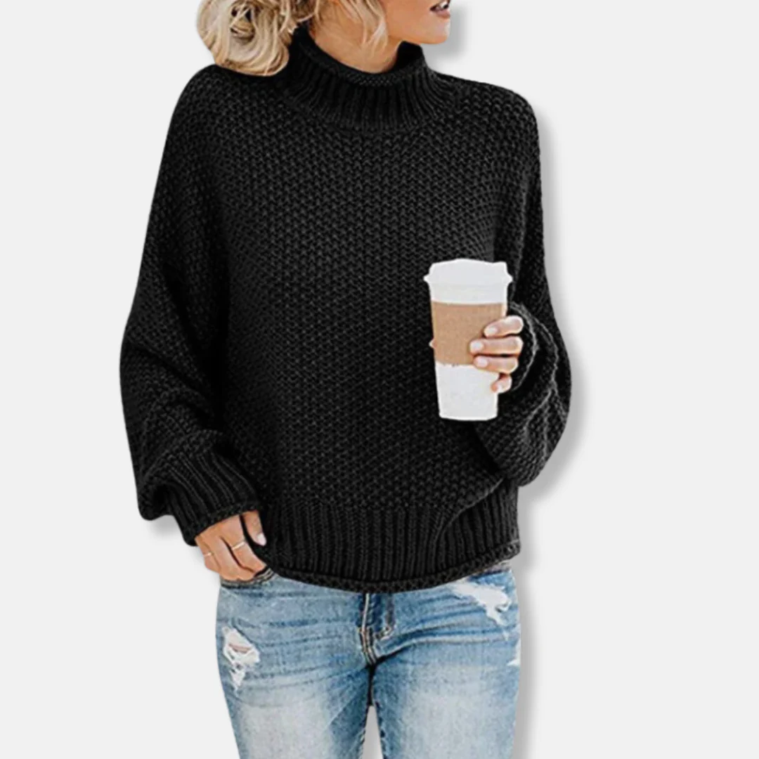 Women's Sweater – Oversized Fit – Wool Blend – Turtleneck – Dropped Shoulder Seams - Image 4
