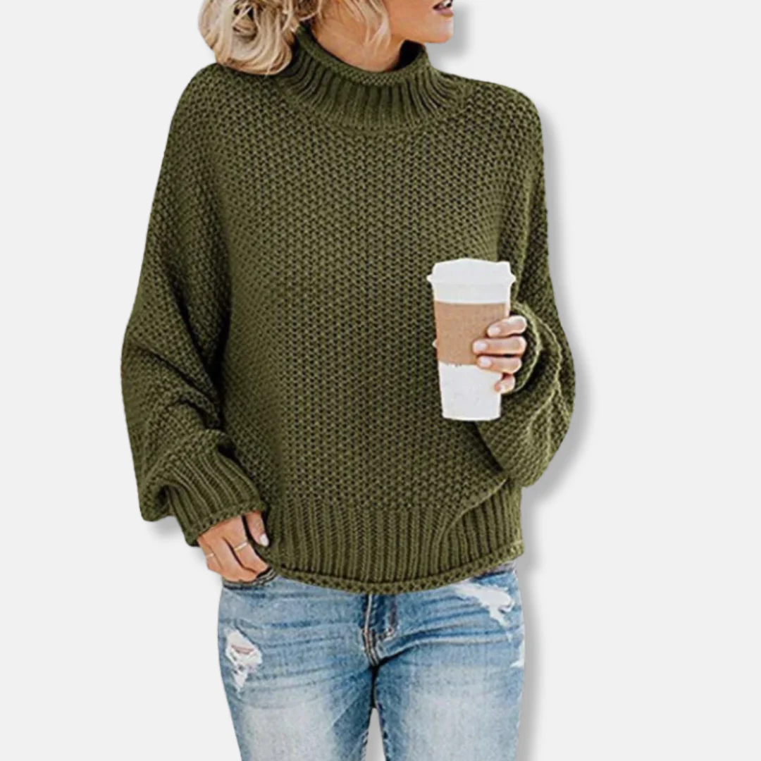 Women's Sweater – Oversized Fit – Wool Blend – Turtleneck – Dropped Shoulder Seams - Image 5