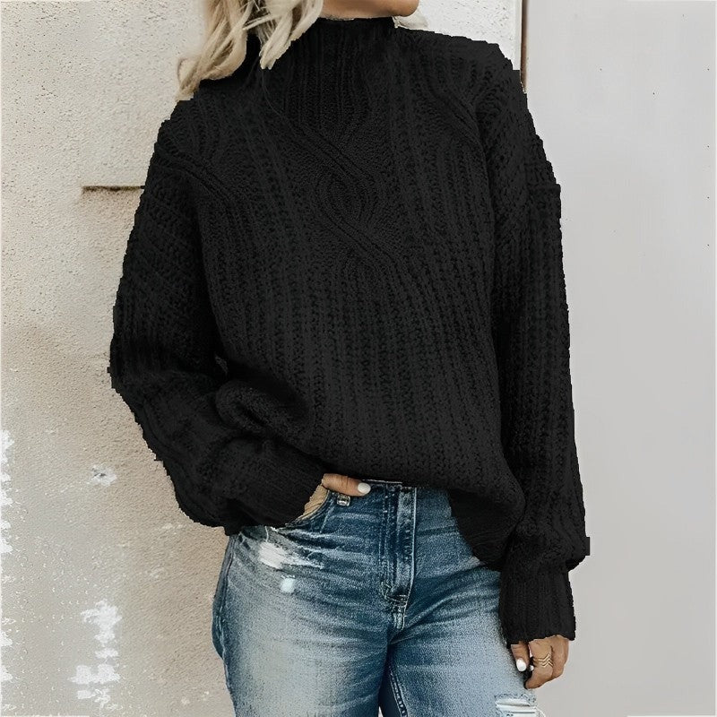 Women's Sweater – Oversized Fit – Wool Mix – Cable Knit – Dropped Shoulder Seams - Image 2