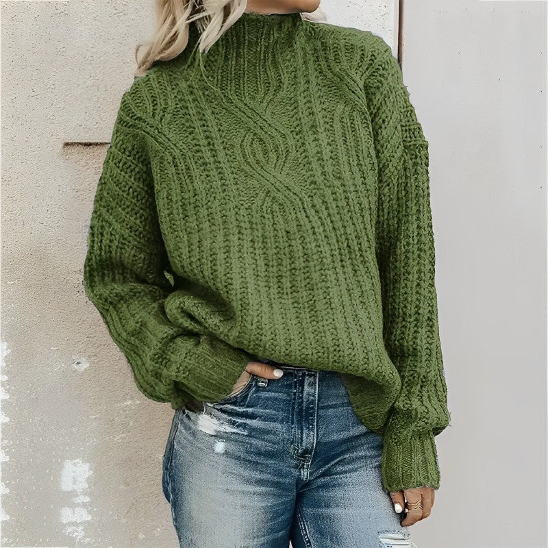 Women's Sweater – Oversized Fit – Wool Mix – Cable Knit – Dropped Shoulder Seams - Image 4